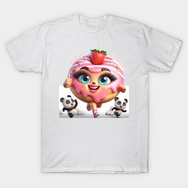 Running Donut Girl T-Shirt by PlayfulPandaDesigns